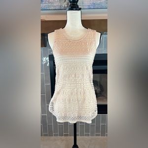 #201 Elodie Beige Lace Top Size Medium